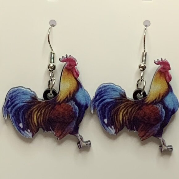 Chicken Earring, Rooster Earring, Hen Earring, Chicken Jewelry, Gift Idea - Picture 3 of 5